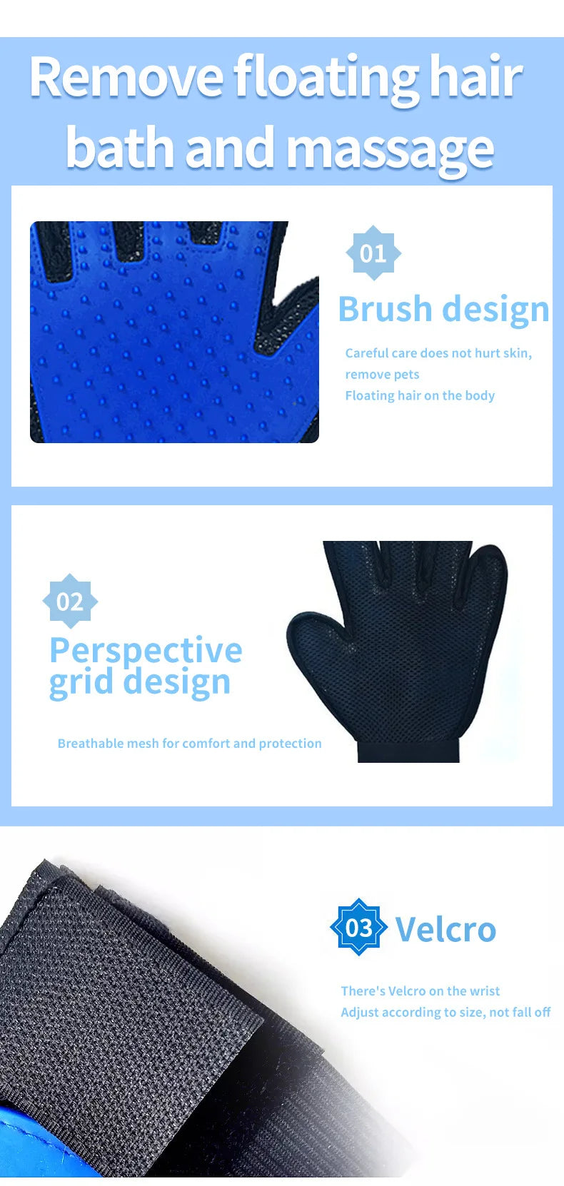 Pet Hair Remover Glove – Grooming & Massage Brush for Cats/Dogs - Paw Nap Studios