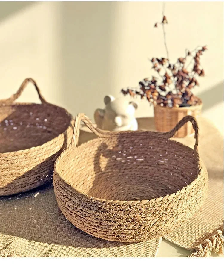 Handmade Woven Cat Bed – 100% Cotton Four-Season Straw Nest, Washable Cozy Pet Bed for Cats