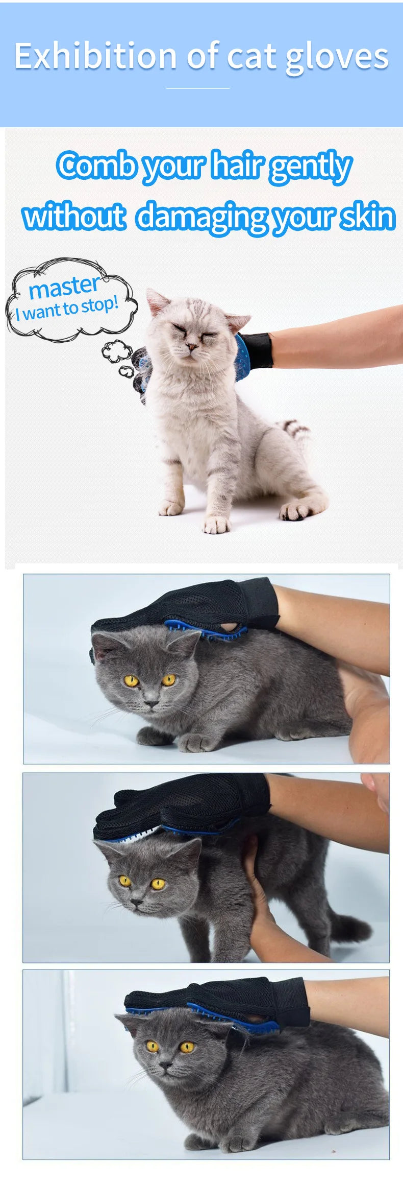 Pet Hair Remover Glove – Grooming & Massage Brush for Cats/Dogs - Paw Nap Studios