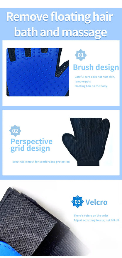Pet Hair Remover Glove – Grooming & Massage Brush for Cats/Dogs - Paw Nap Studios 