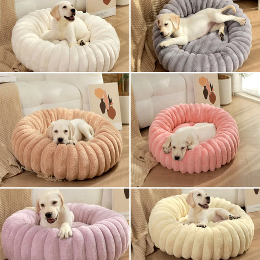 Round Pet Bed for Large Dogs – Washable All-Season Warm Cat & Dog Sofa Bed